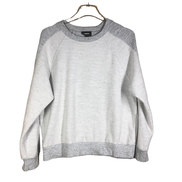 Monrow Reverse Contrast Rib Gray Raglan Sweatshirt - Picture 2 of 9